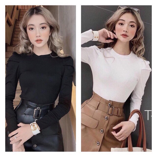 Áo thun nữ tay bồng nữ chất zip cotton