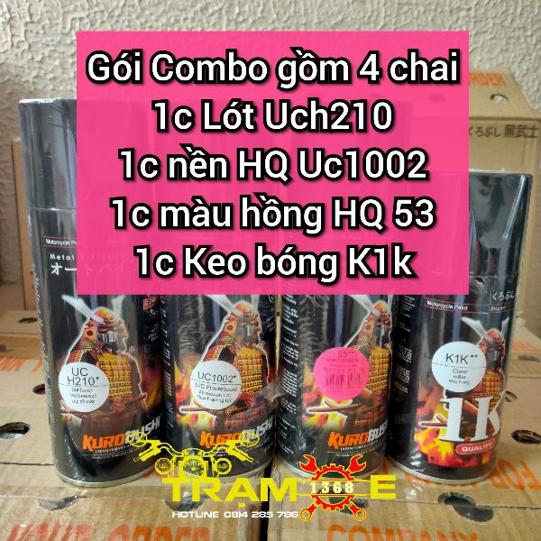 SƠN SAMURAI COMBO SƠN MÀU HỒNG HUỲNH QUANG GỒM 4 CHAI