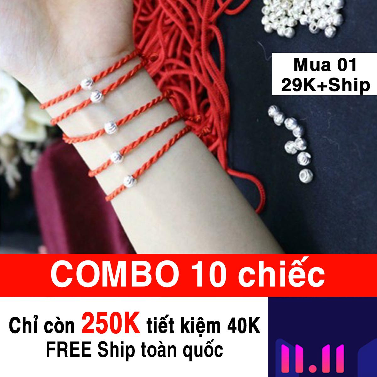 COMBO 10 vòng chỉ đỏ bi bạc may mắn. Bạc BSJ - VCD11