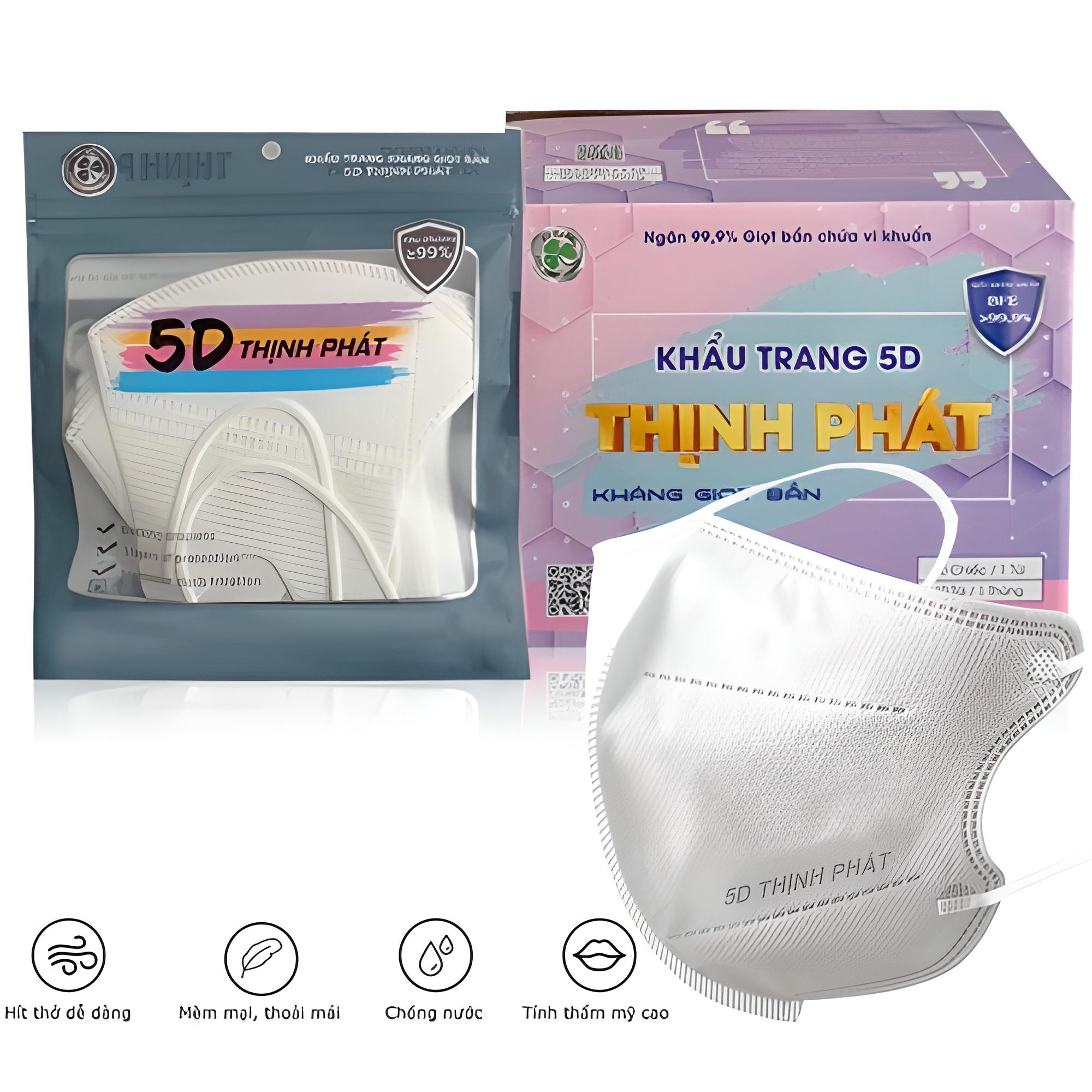 Thùng 100 chiếc khẩu trang 5D mask Thịnh Phát hàng chính hãng có kháng khuẩn, Cảm Giác Thoải Mái, Dễ Chịu