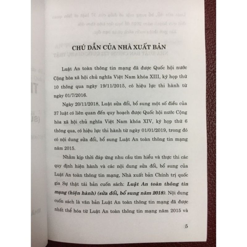 Sách - Luật an toàn thông tin mạng (hiện hành) (sửa đổi, bổ sung năm 2018) (NXB Chính trị quốc gia Sự thật)
