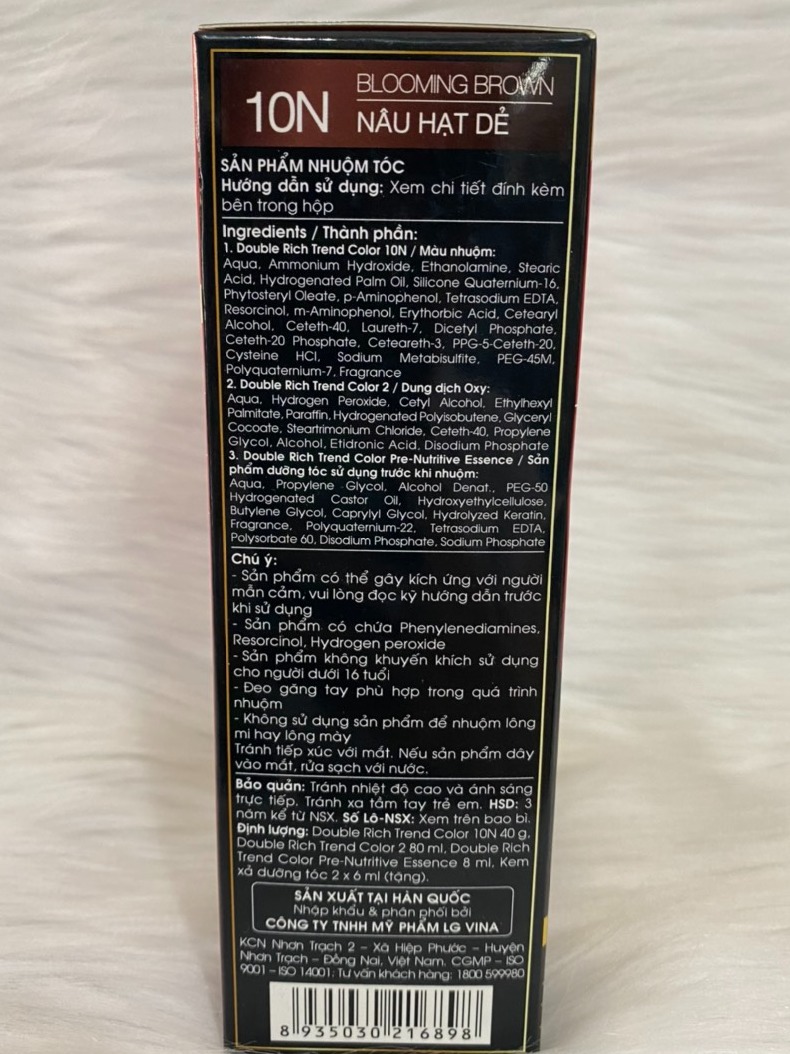 [HCM]Thuốc Nhuộm Tóc Double Rich 10N Nâu hạt dẻ