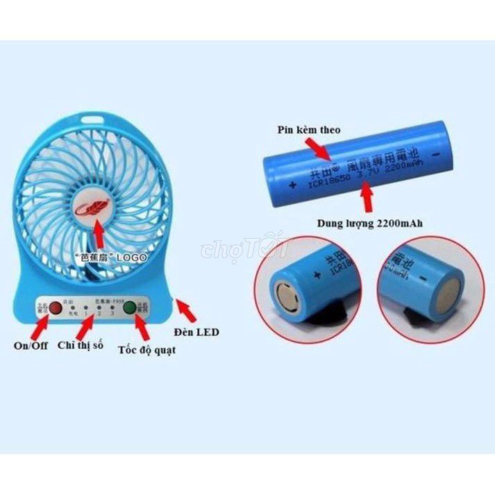[HCM]Pin quạt 3 tốc độ Mini