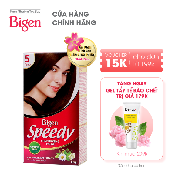 Thuốc nhuộm dưỡng tóc phủ bạc thảo dược Bigen Speedy Thương hiệu Nhật Bản 80ml dạng kem - Nâu Hạt dẻ Đậm 5 nhập khẩu