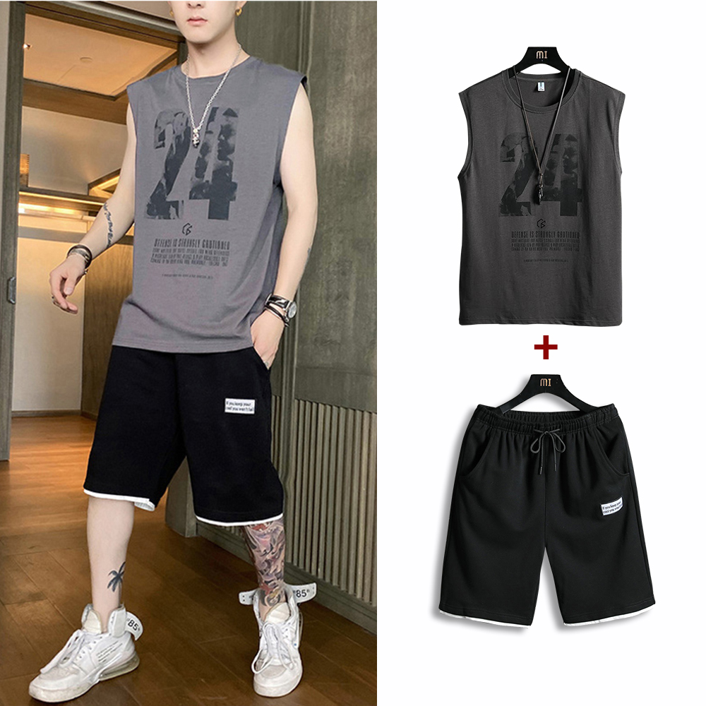 Bộ Quần Áo Thun Nam 24 Áo Thun Ba Lỗ Sát Nách Kết Hợp Quần Shorts Trơn Có Túi Hot Trend 2024 Thời Trang FORHIMCS2 SET NAM 90000160