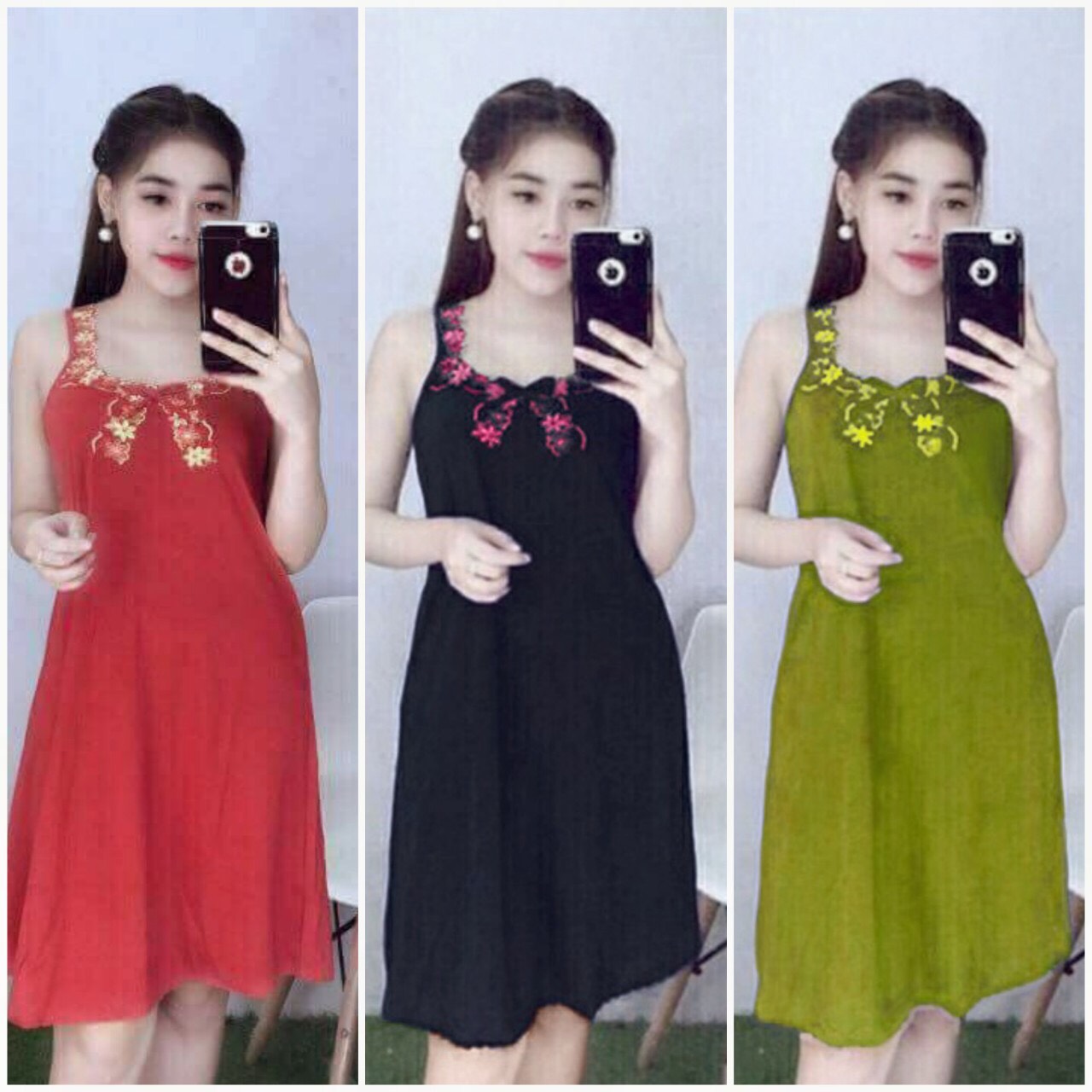 [HCM]Đầm Nữ Đầm Thun Lạnh Dây Bản Mặc Nhà Cao Cấp