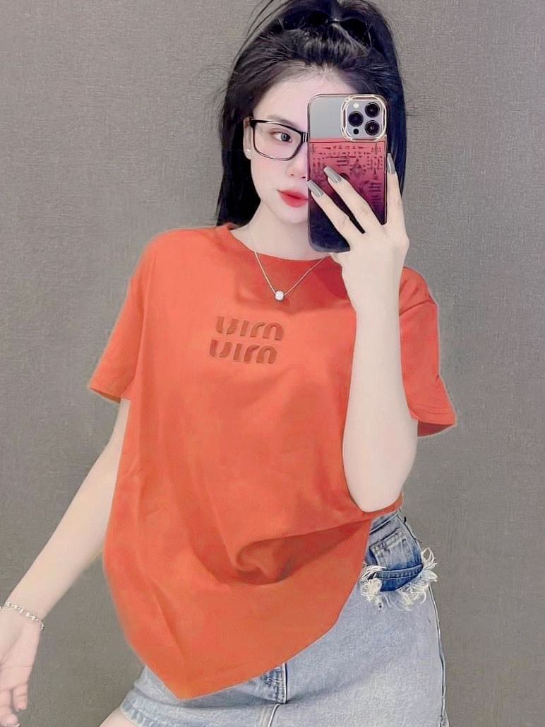 Áo thun Thái dáng vừa thêu chữ MM