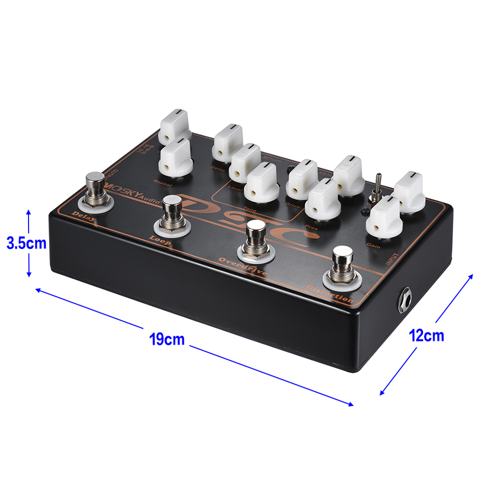DTC 4-in-1 Electric Guitar Effects Pedal Distortion + Overdrive + Loop + Delay