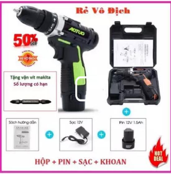 (Tặng kèm 1 mũi vặn vít mikita trị giá 20k) Máy khoan pin 12V máy khoan đa năng, máy khoan bắn vit, máy khoan cầm tay, may khoan pin Bộ Máy khoan sửa chữa vặn vít Aotuo 12V có đảo chiều