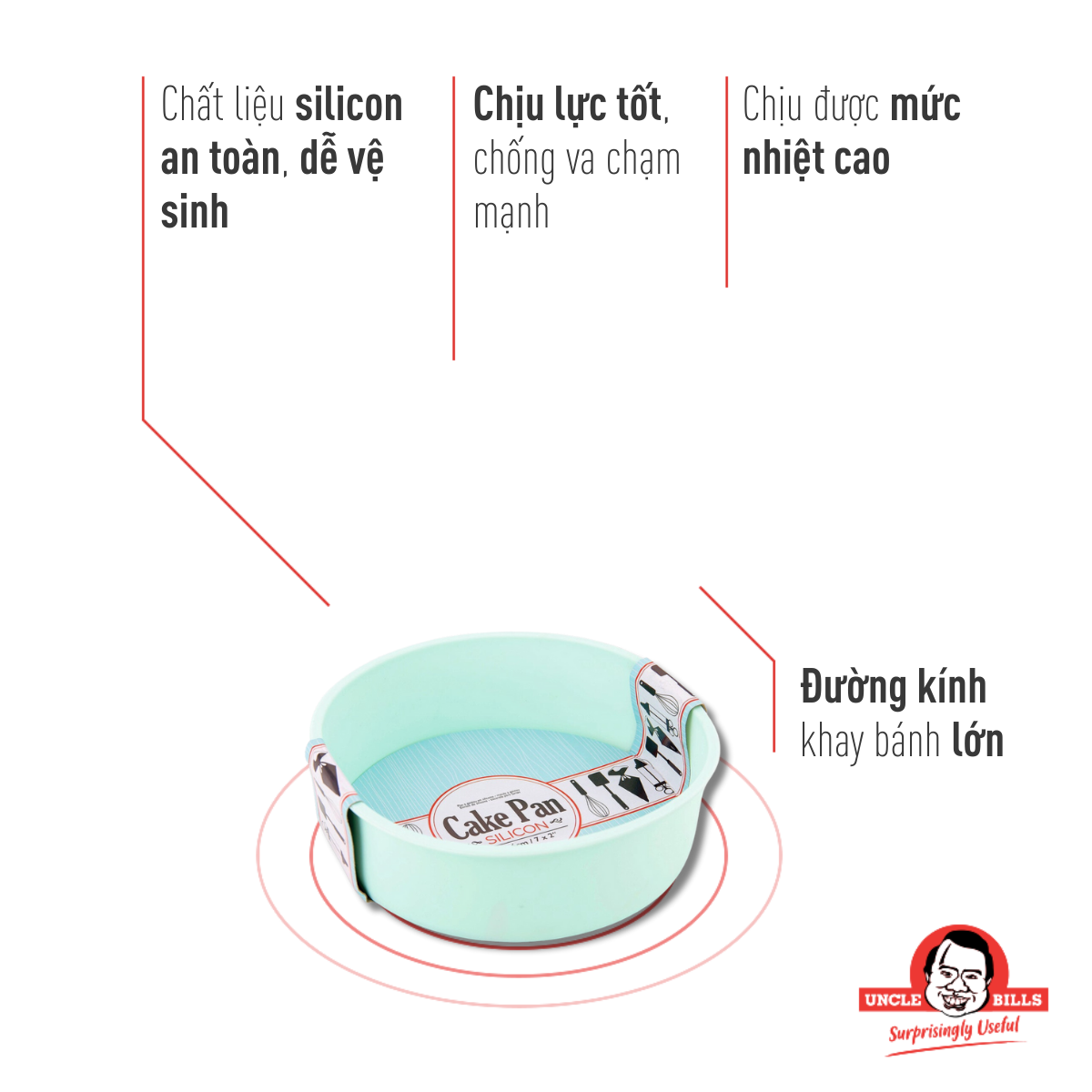 Khay Nướng Bánh Hình Tròn Silicon Uncle Bills KC0017 (Giao màu ngẫu nhiên) - Hàng Nhập Khẩu