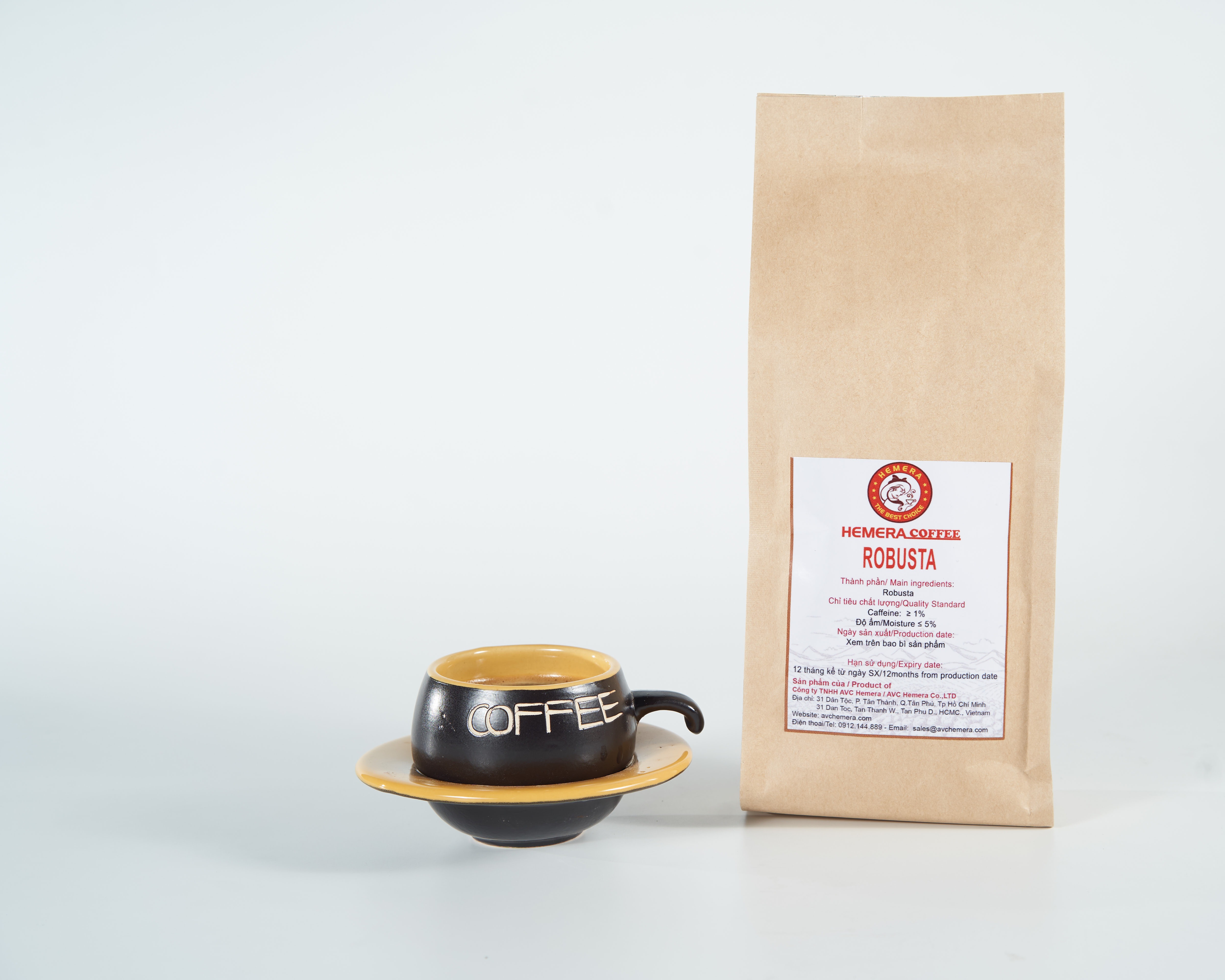 [HCM]CÀ PHÊ HẠT NGUYÊN CHẤT ROBUSTA RANG MỘC HEMERA COFFEE 500GR