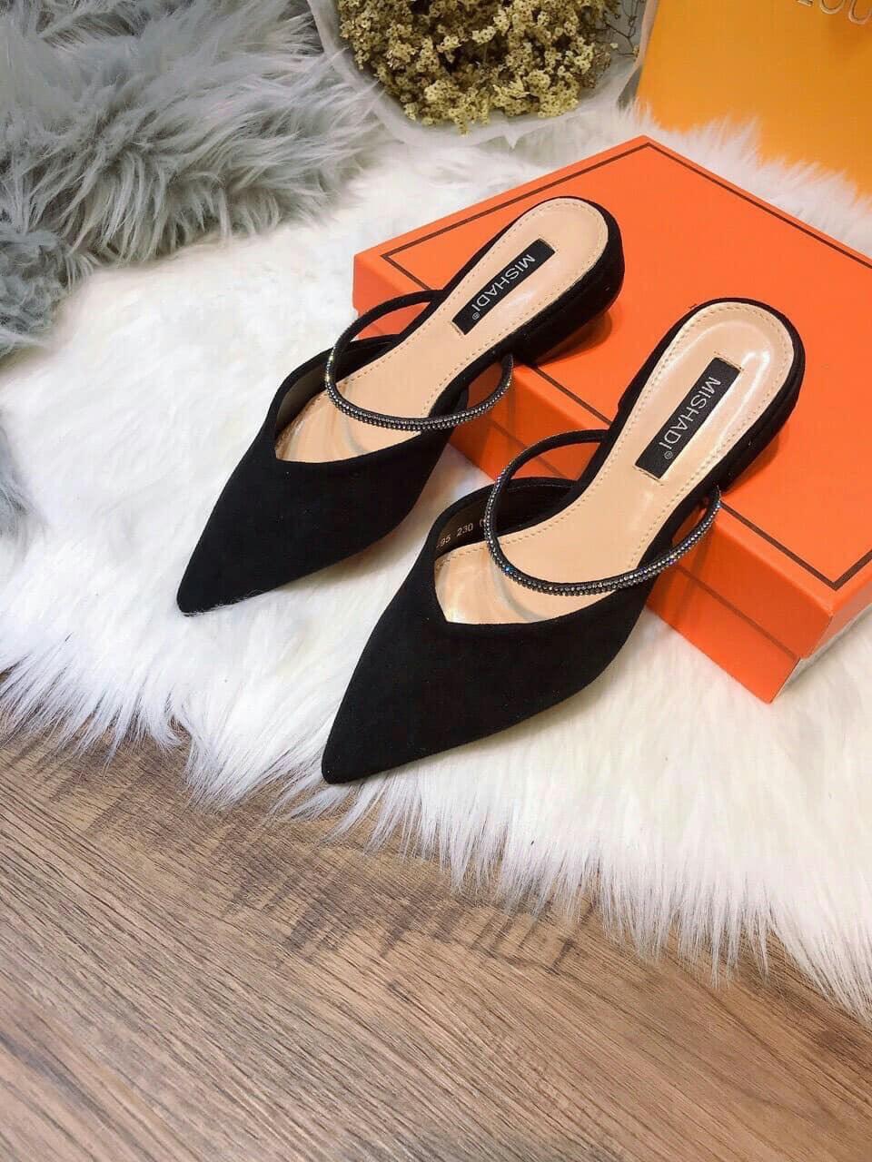 [XƯỞNG GIÀY DÉP VNXK] GIÀY NỮ I SỤC DA LỘN MŨI NHỌN PHỐI QUAI NGANG ĐÍNH ĐÁ LẤP LÁNH ĐẸP MÊ NGƯỜI [G500]