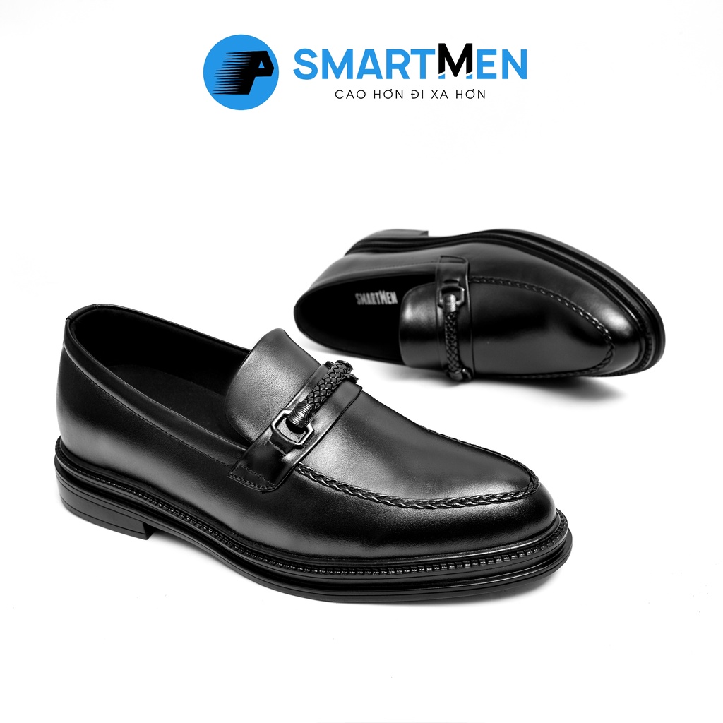 Giày lười công sở SMARTMEN tăng chiều cao màu đen GL-12Đ