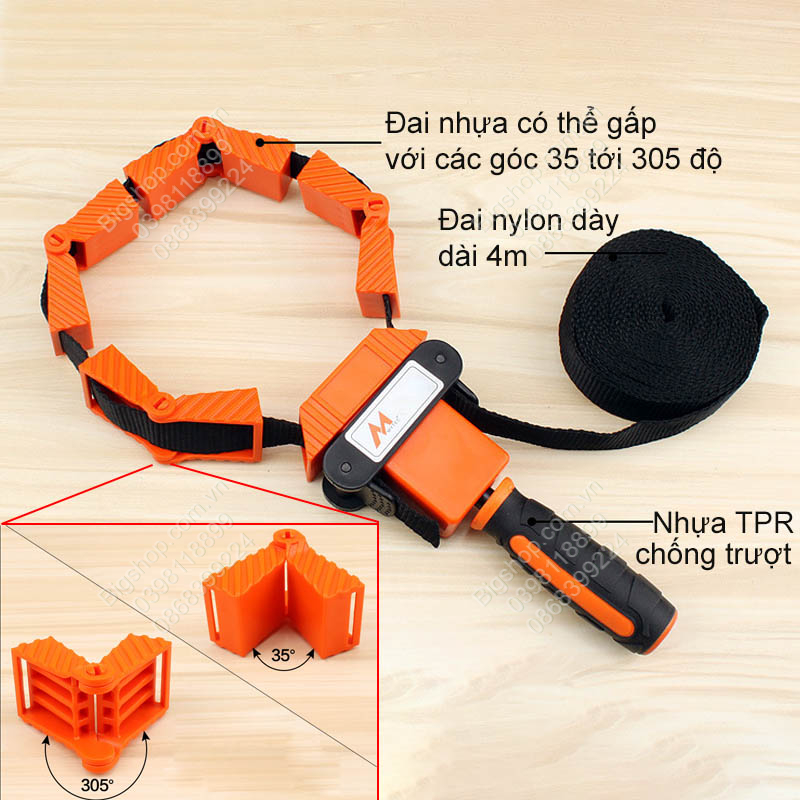 Cảo dây kẹp gỗ đa năng, dây dài 4m