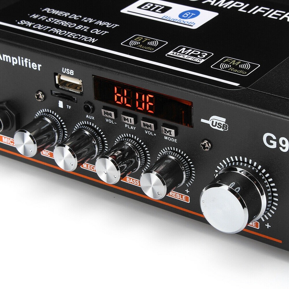 Ban Đầu 600W 220V/12V Protable Bộ Khuếch Đại Mini Âm Thanh HiFi Stereo Bộ Khuếch Đại Công Suất Đầu Thu Bluetooth 2 CH AMP
