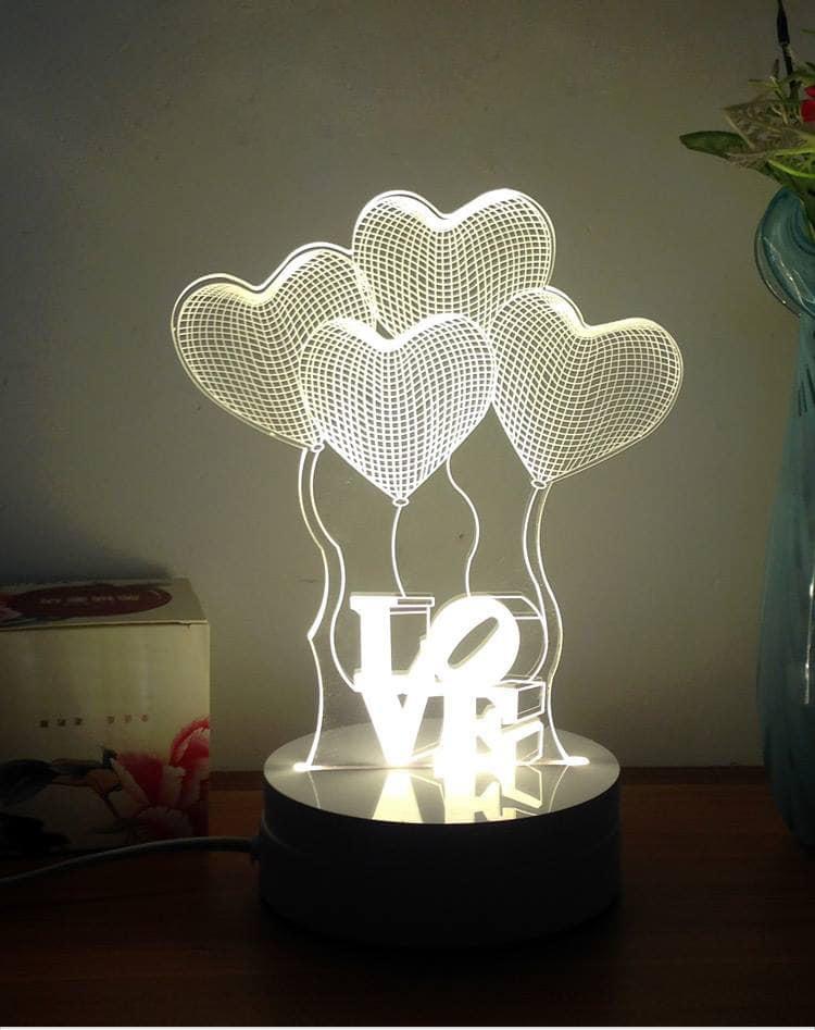 Đèn ngủ 3D hình Chùm bóng trái tim - HOME DECOR