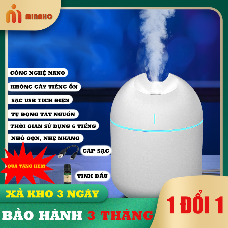 [XẢ KHO 3 NGÀY] Máy xông tinh dầu Minaho - TẶNG KÈM tinh dầu 35k - Tích điện, phun sương, giữ ẩm, đuổi muỗi, tất cả trong một sản phẩm mini nhỏ gọn, tiện lợi