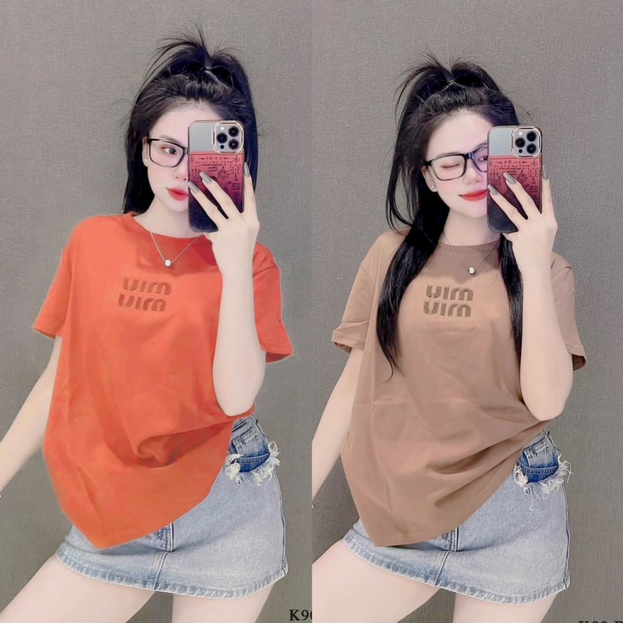 Áo thun Thái dáng vừa thêu chữ MM