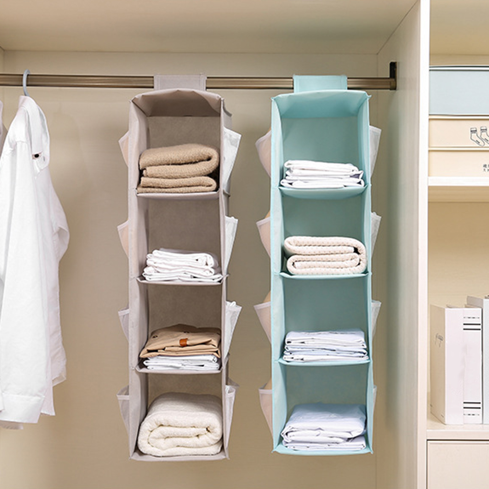 Oxford Cloth Washable Multilayer Foldable Hanging Storage Rack Clothes Organizer