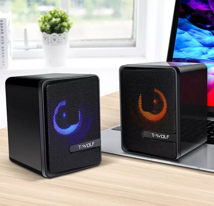 Loa vi tính 2.0 cao cấpt-wolf s3 có led âm thanh cực hay cổng usb loa máy tính laptop bán chạy