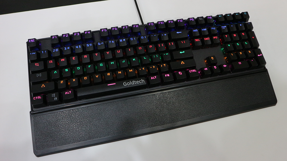 Bàn phím cơ Goldtech K25 led rainbown có kê tay