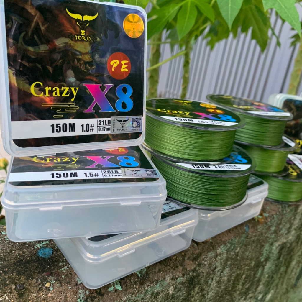 Dây dù câu cá pe lure x8 toro crazy dài 150m màu xanh rêu thích hợp câu lóc, chẽm,...