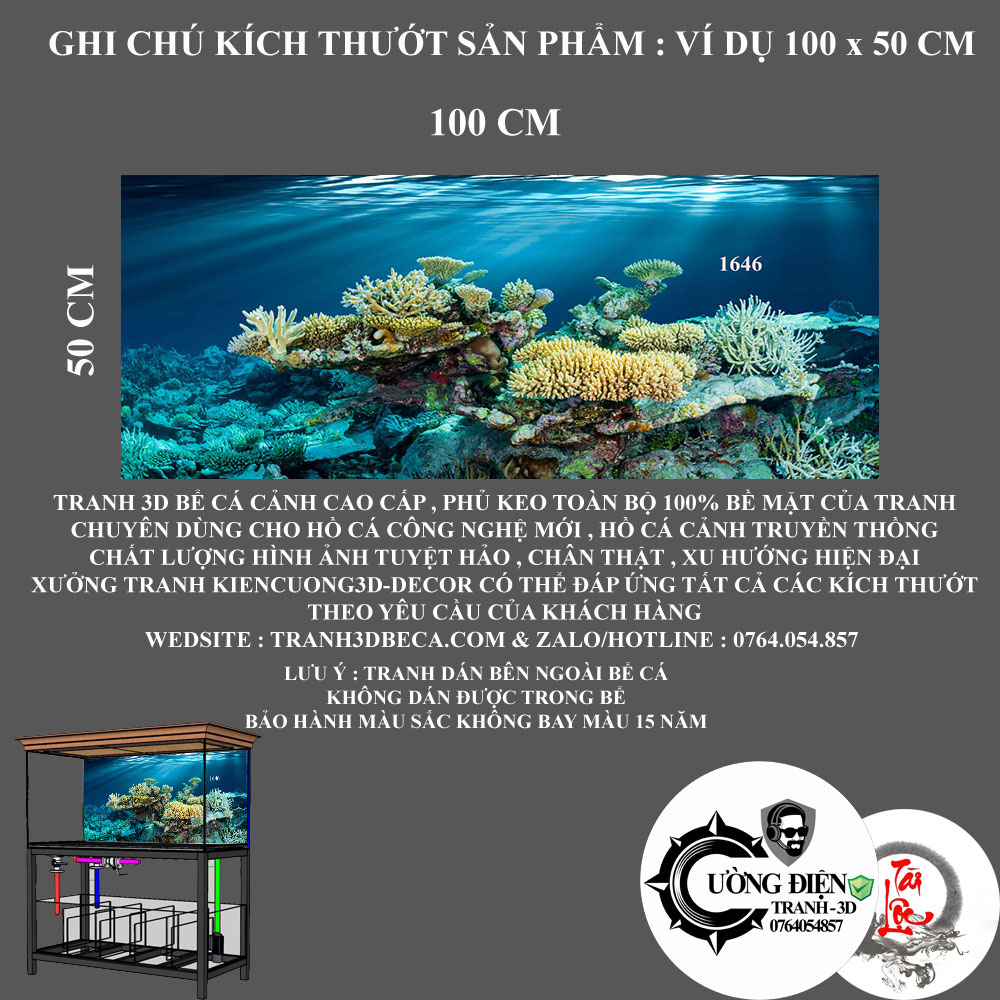Tranh dán 3d bể cá cảnh