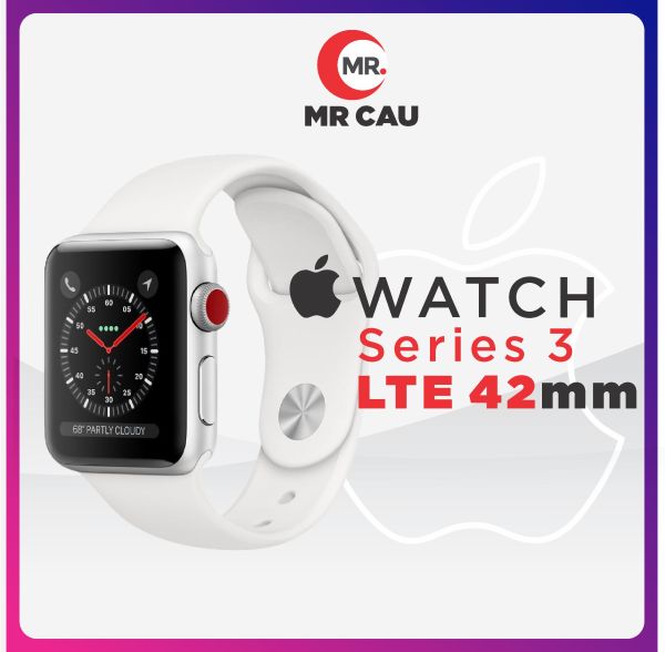 (Vocher 7% Max 500k 07-11/7) Đồng hồ Apple Watch Series 3 (  bản LTE ) Size 42mm viền nhôm Like New 99% Như Mới, Chăm sóc sức khỏe, Hỗ trợ Esim ( Bảo hành 6 tháng) MR CAU