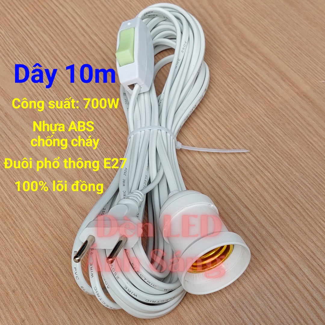 DÂY ĐUÔI ĐÈN E27 CÓ CÔNG TẮC - DÂY DÀI 3m - 5m - 8m - 10m