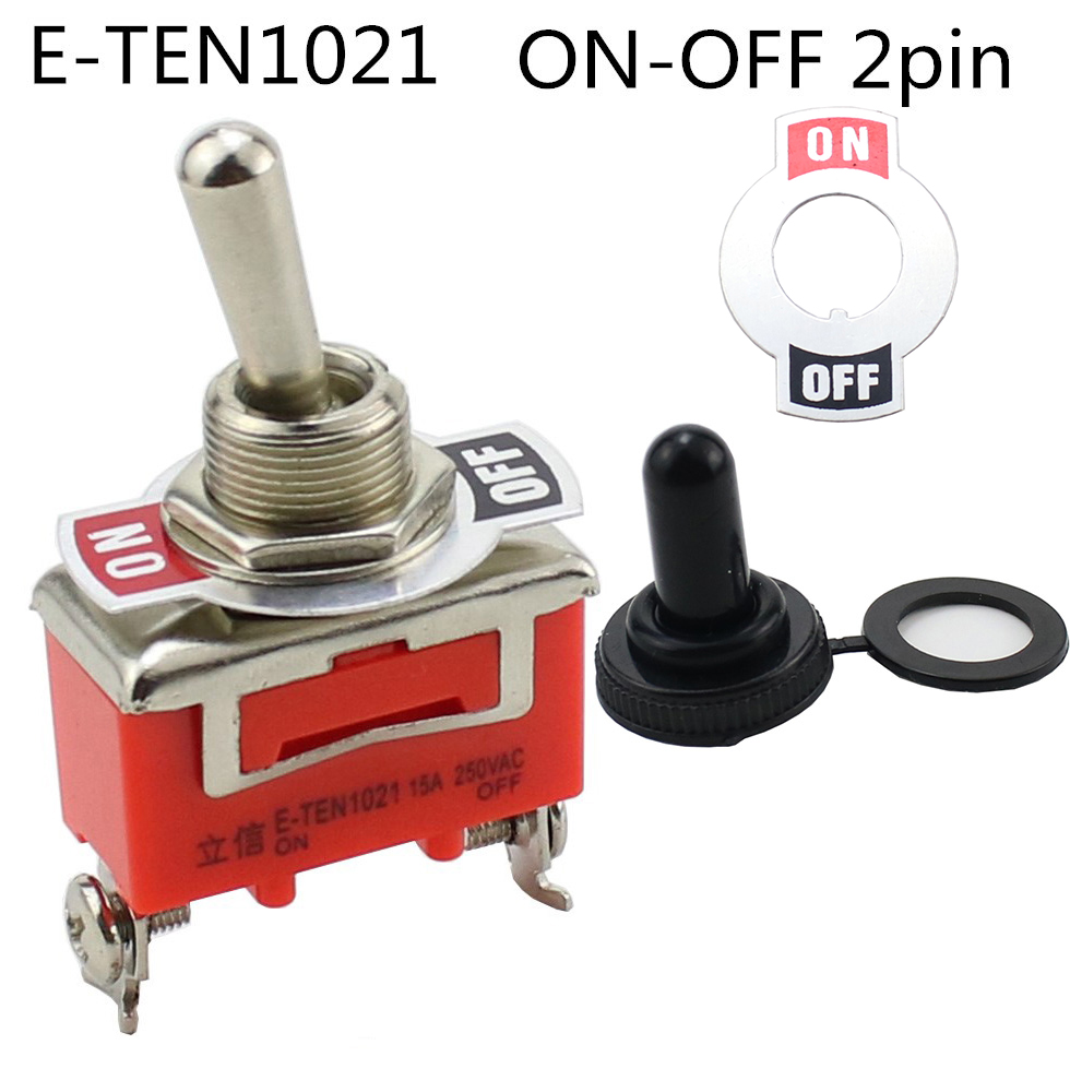 1Pcs AC 250V 15A 2 Pin DPDT On/Off 2 Position Mini Toggle Switch E-TEN1021 Orange