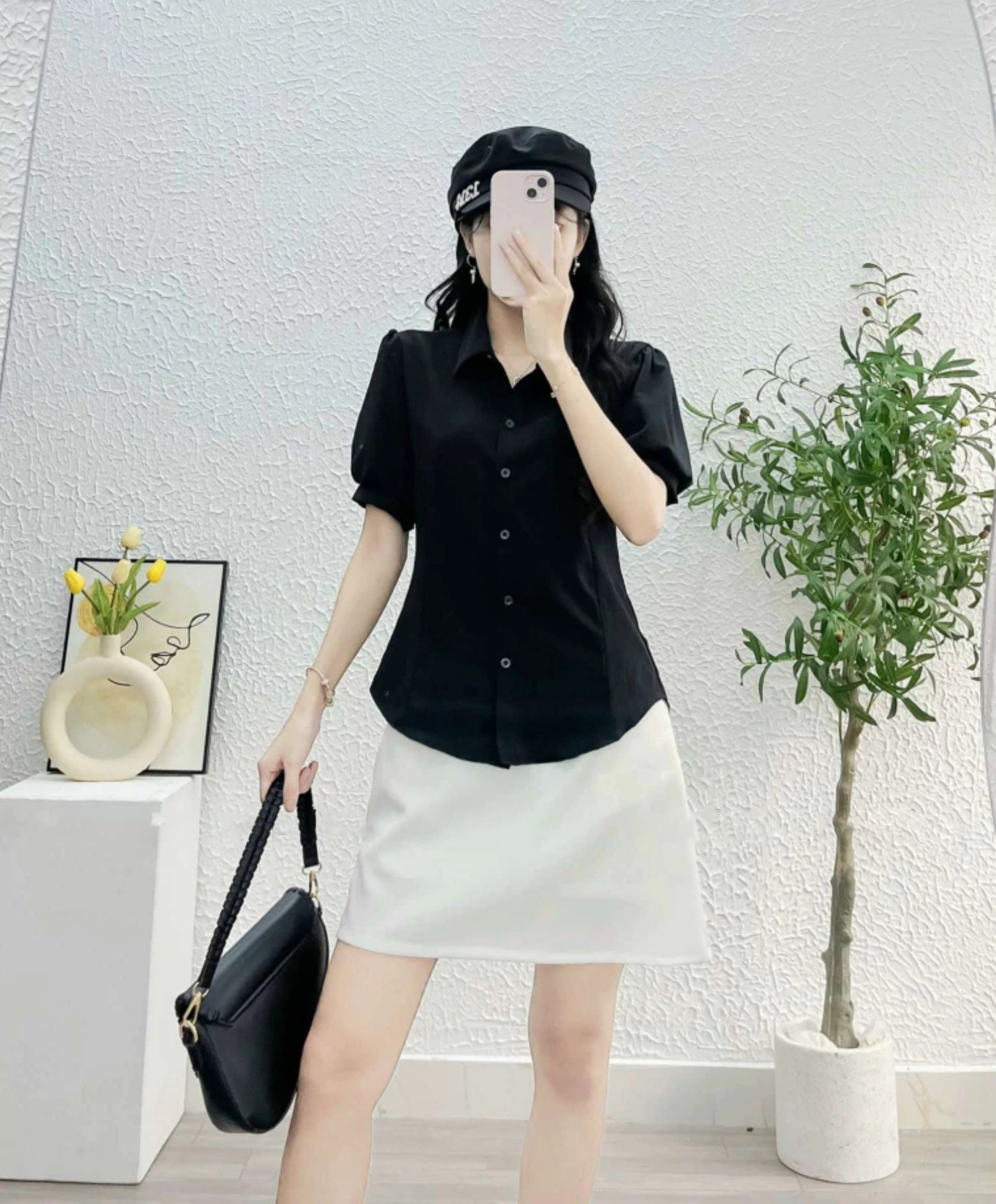 Áo sơ mi NU Tay Phồng Cột Nơ Sau Mẫu mới