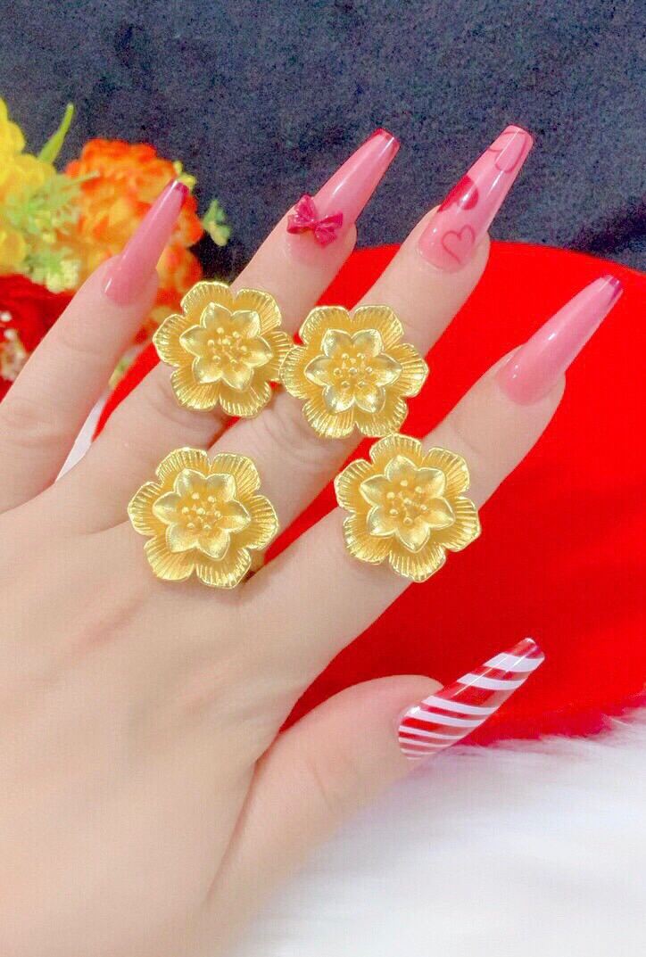 Nhẫn hoa mạ vàng 24k nhẫn có in 9999 mẫu mới về
