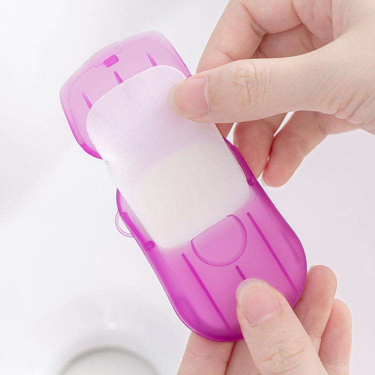 Travel paper soap using a compact