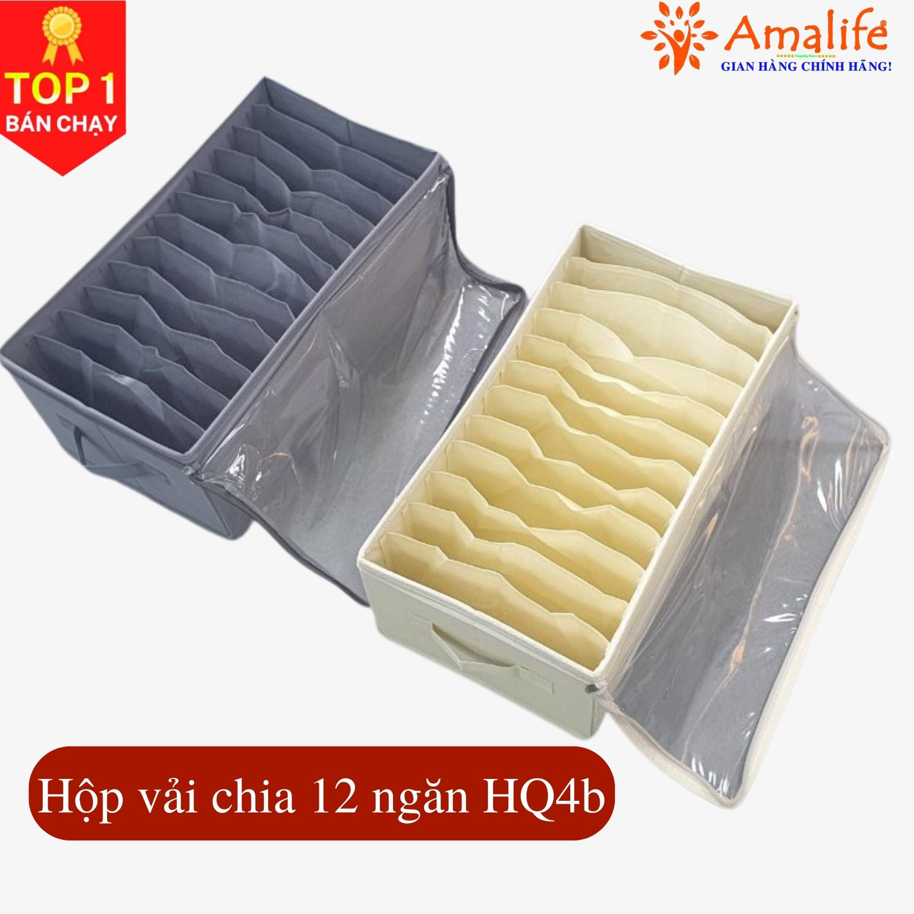 Hộp vải đựng đồ đa năng chia ngăn nhỏ - khay đựng quần áo đồ lót tất đa năng gấp gọn 9 ngăn 12 ngăn hq4 chính hãng amalife