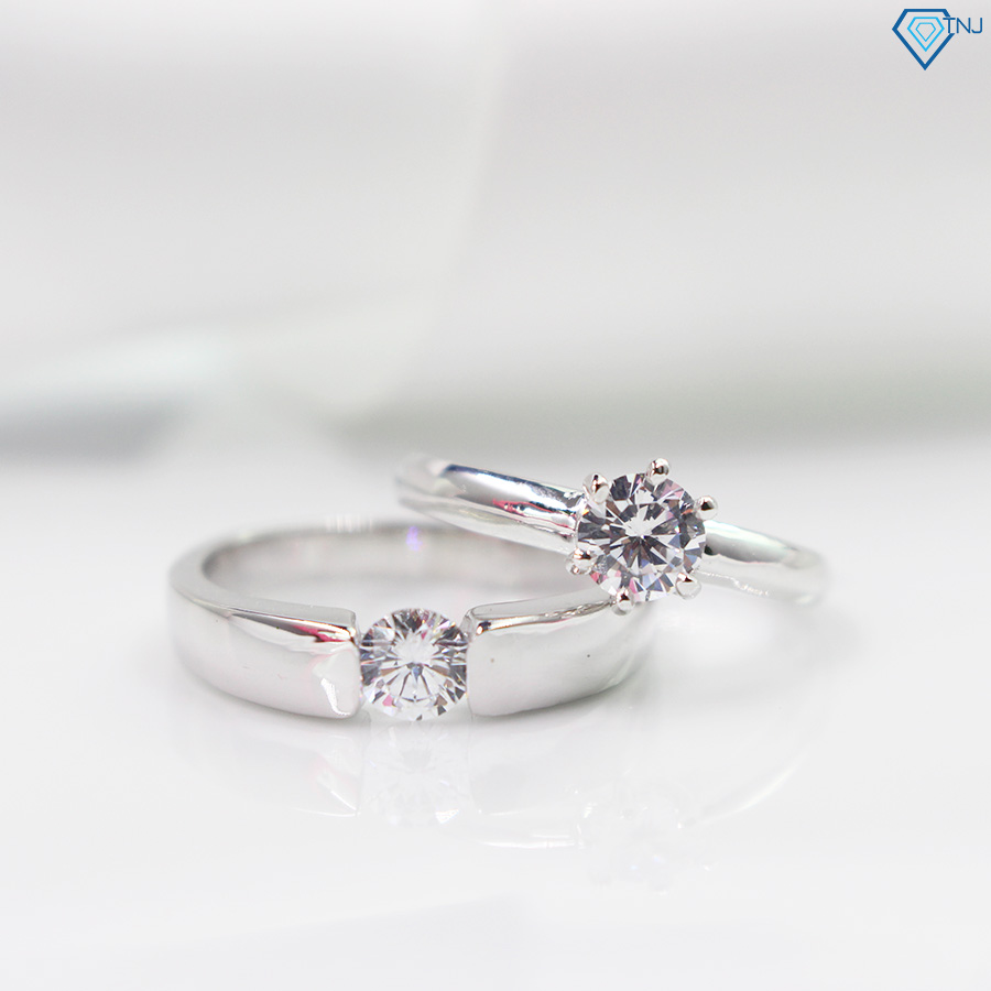 Nhẫn đôi bạc ta đính đá khắc tên ND0012 - Trang Sức TNJ