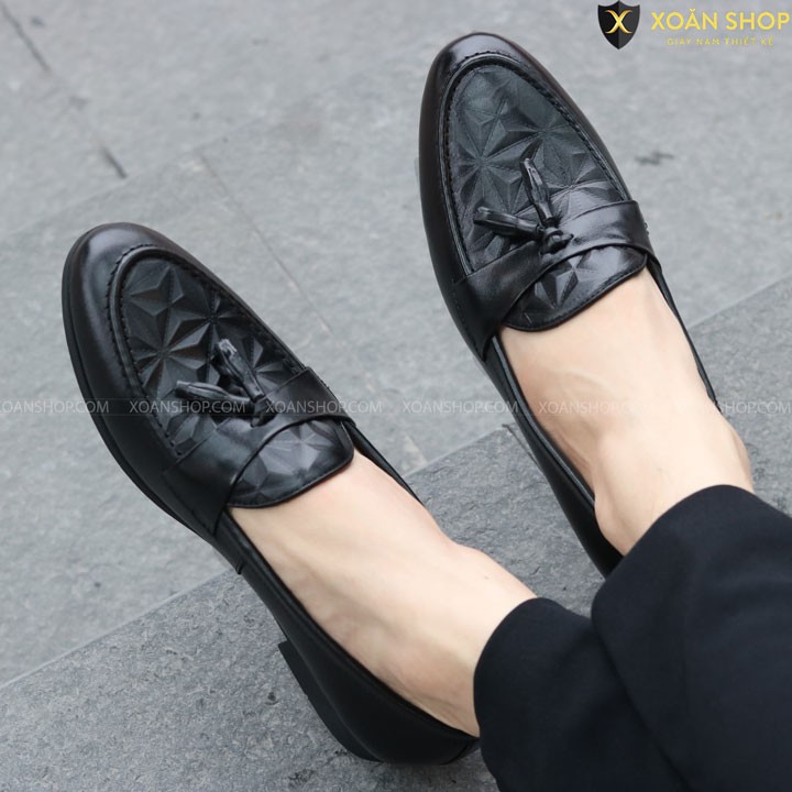 Giày lười nam chất liệu da mềm Xoăn Shop Mã G012 chuông.