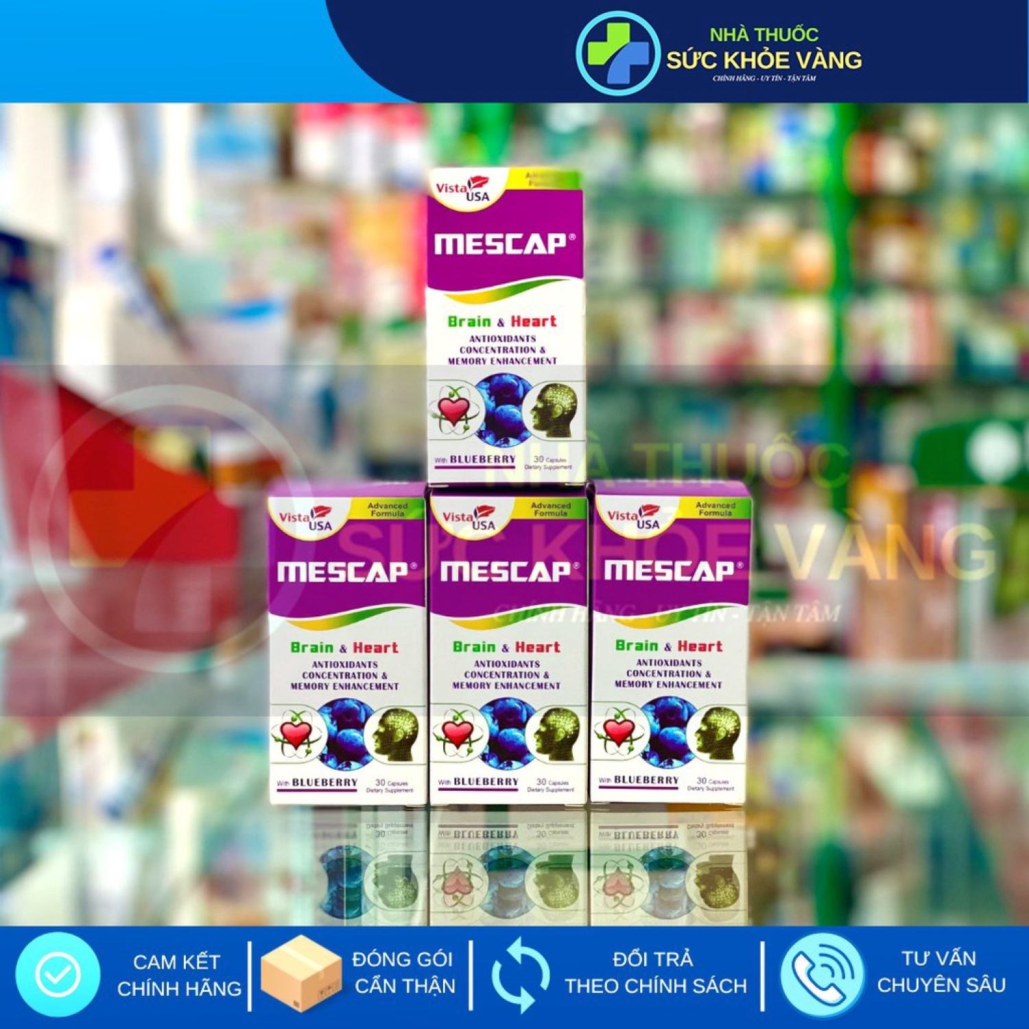 Mescap - viên uống bổ não, tăng sự tập trυng, minh mẫn, lưu thông máu não, ngăn ngừa đột quỵ