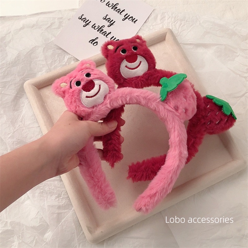 Cài tóc gấu dâu tây hồng lotso dễ thương