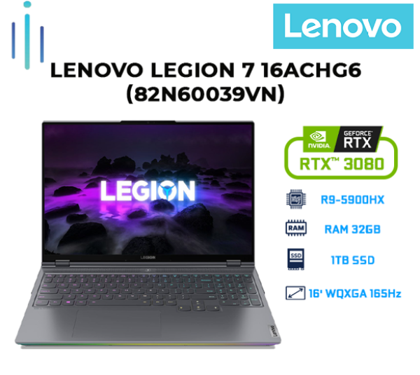 Laptop Lenovo Legion 7 16ACHG6 (82N60039VN) (R9-5900HX | 32GB | 1TB | VGA RTX 3080 16GB | 16 WQXGA 165Hz | Win 10)