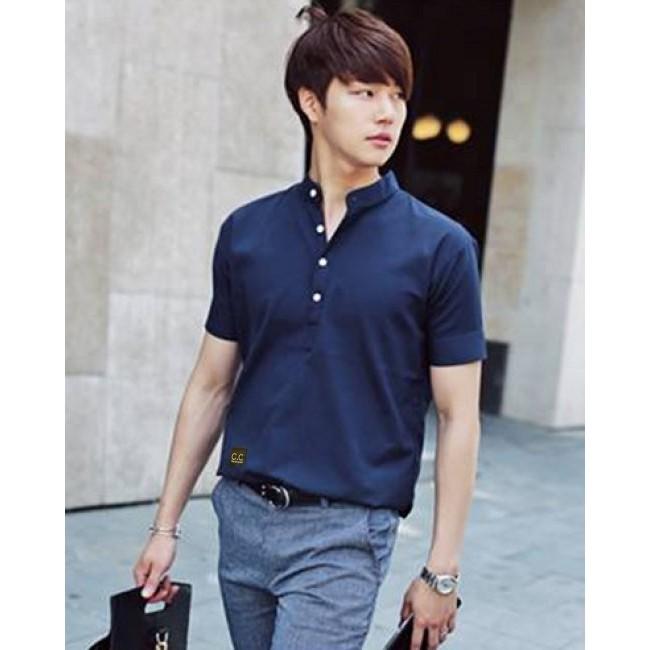 Áo Sơ mi Tay lửng cổ trụ Unisex