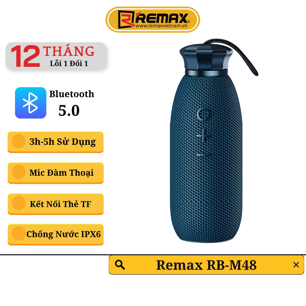Loa bluetooth di động remax rb-m48 - hỗ trợ thẻ nhớ - trống nước ipx6 remax việt nam bảo hành 12 tháng 1 đổi 1