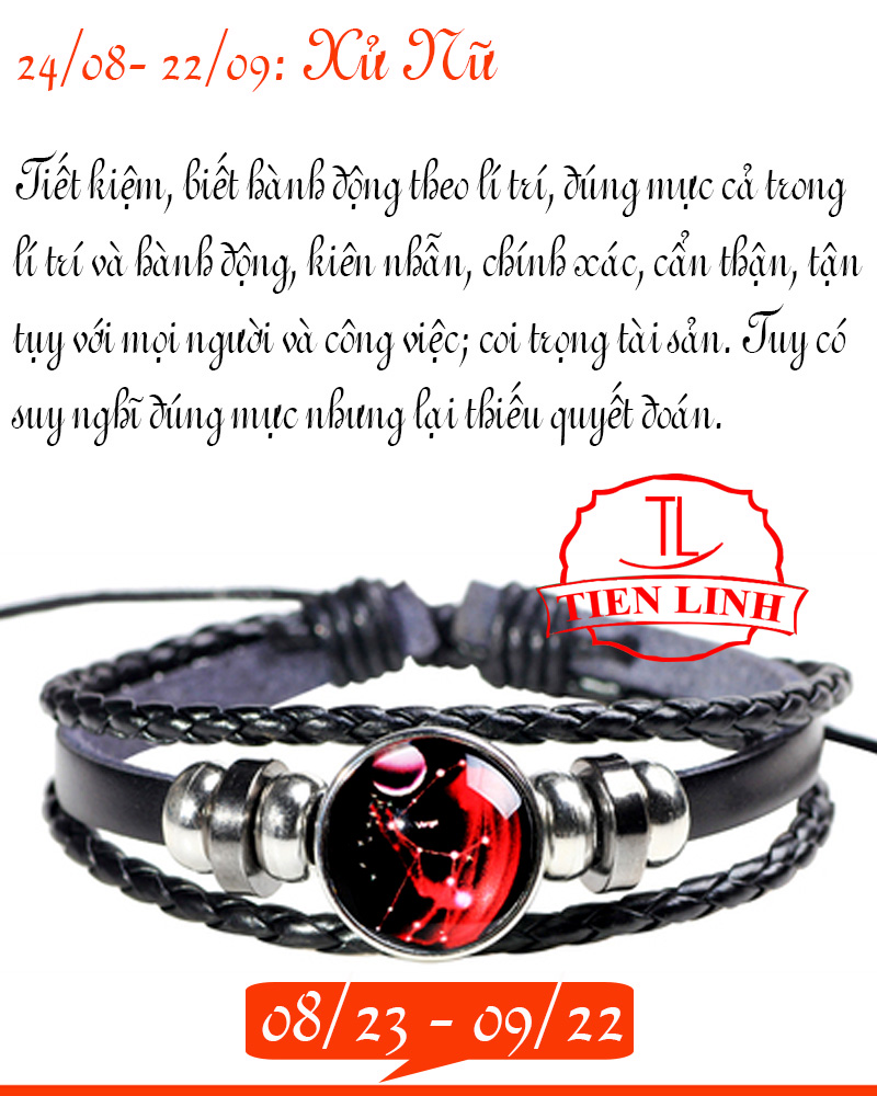 Vòng đeo tay cung hoàng đạo XỬ NỮ mật ngữ 12 chòm sao