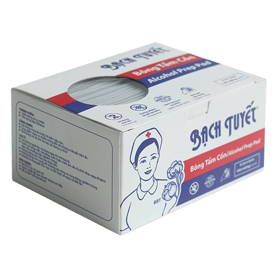 [HCM]Bông tẩm cồn Bạch Tuyết 100 miếng