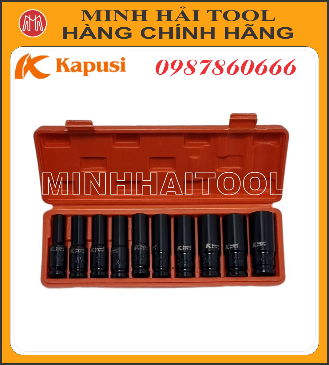 Bộ 10 cái đầu típ 1/2 inch dài kapusi japan k6055