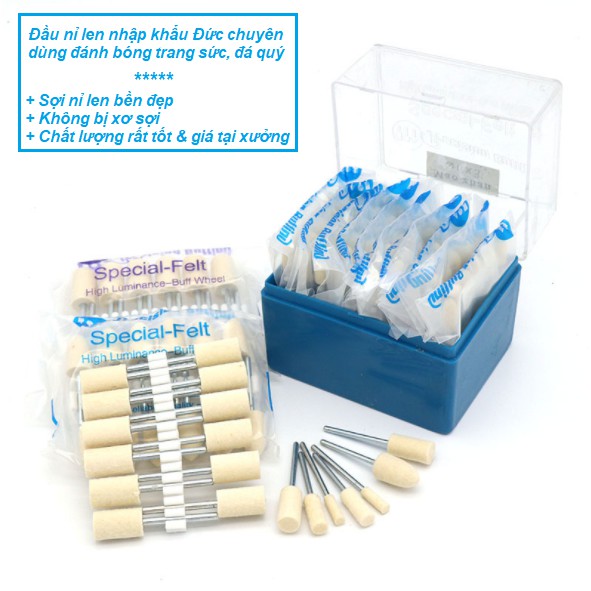 Đầu nỉ đánh bóng cán 3ly phụ kiện máy mài mini - trường thịnh sài gòn