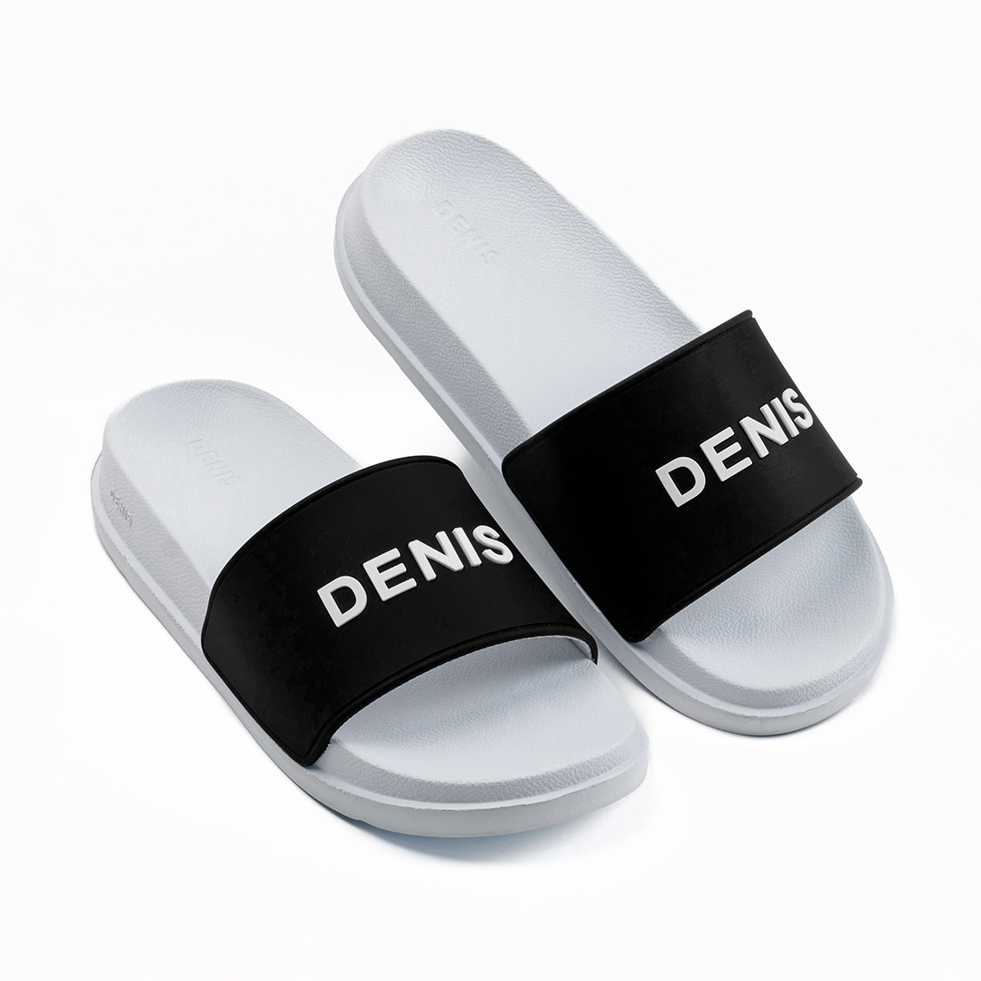 Dép quai ngang Denis Unisex Slipper Màu Đen phối Trắng Basic DN06