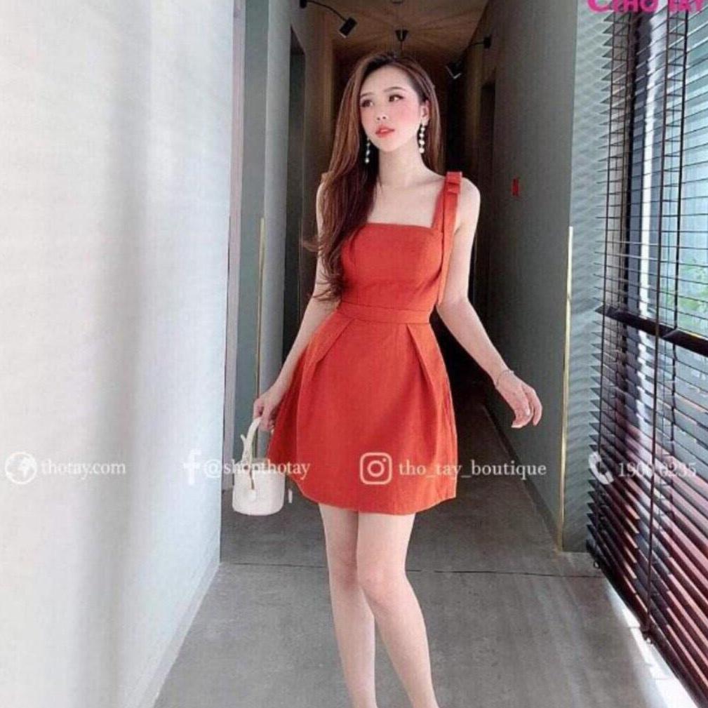 [HCM]Đầm xòe 2 dây nơ vai có mút ngực