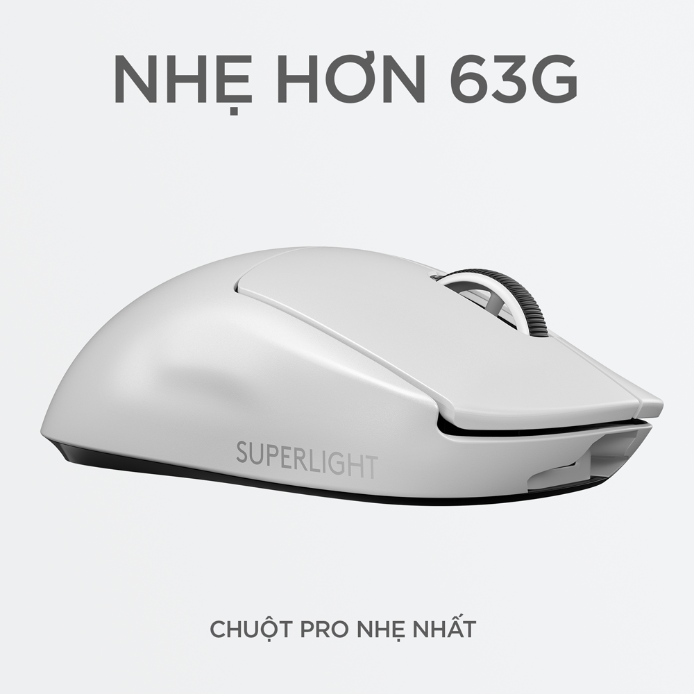 Chuột game không dây Logitech G Pro X Superlight - Siêu nhẹ, cảm biến Hero 25k, 25.6k DPI, Lightspeed, 5 nút lập trình, pin lâu, PC/Laptop