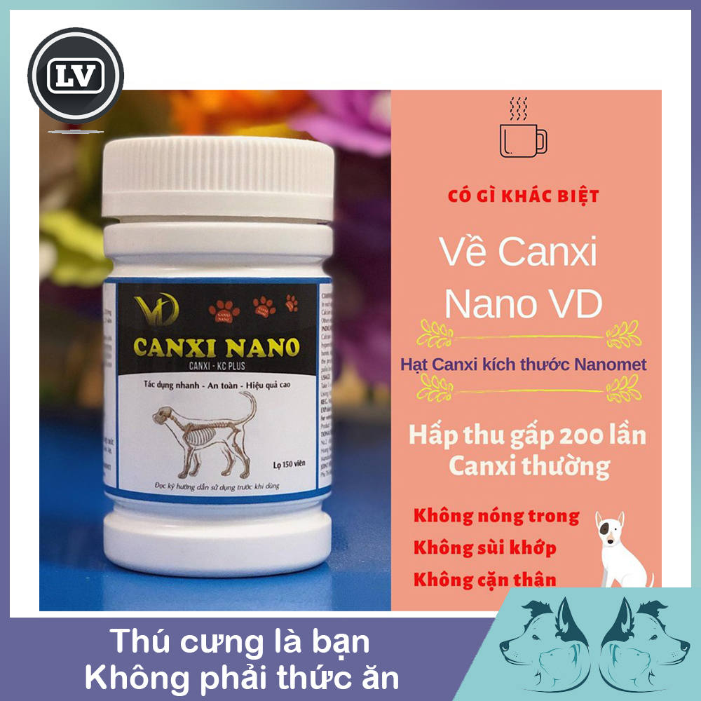 CANXI NANO CHO CHÓ THÚ CƯNG CHỐNG HẠ BÀN CỤP TAI HỘP 150 VIÊN Phụ kiện Long Vũ