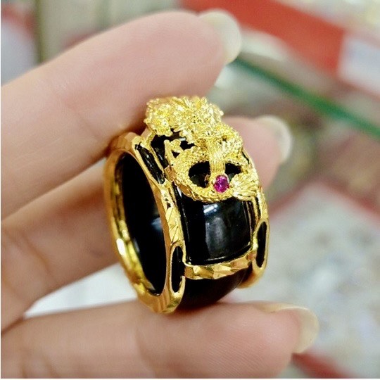 Nhẫn nam rồng vàng đen cực chất